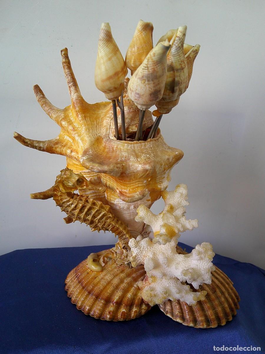Vintage: &iexcl;&iexcl; ARTESANIA.: . &rdquo;Caracolas, CABALLITO DE MAR, Flor Marina&rdquo;. ORIGINAL.DECORATIVO.!! C-26