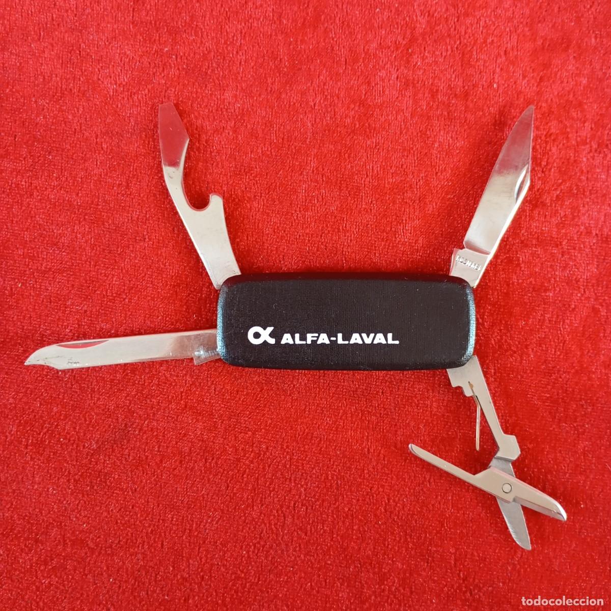 Vintage: NAVAJA PEQUE&Ntilde;A DE BOLSILLO VINTAGE MULTIUSOS - ACERO INOXIDABLE - ALFA-LAVAL - 3 X 7 CM