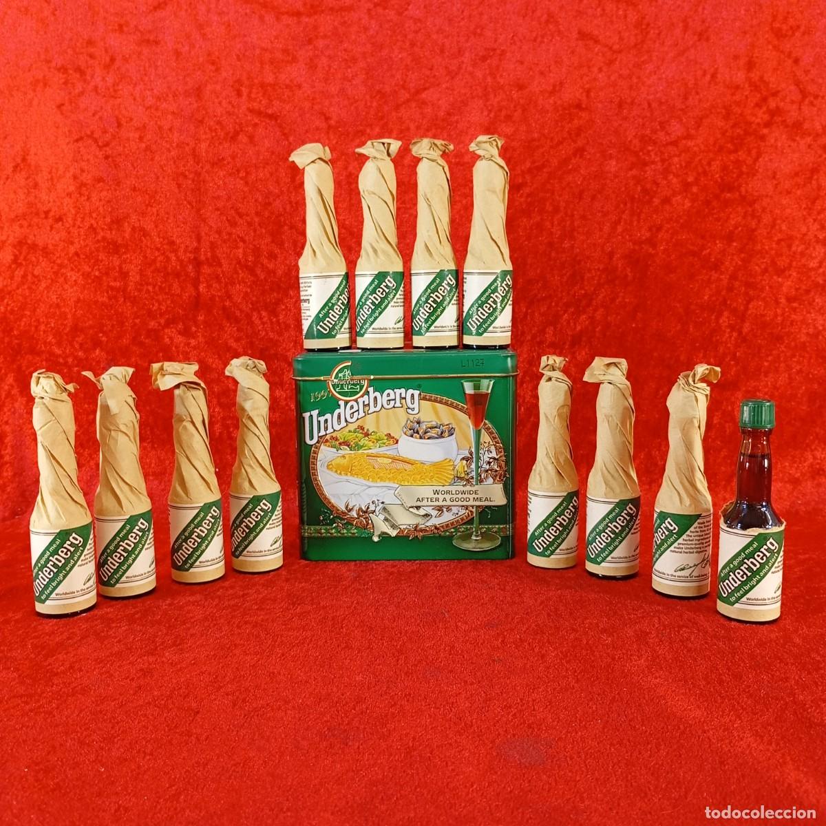Vintage: COLECCI&Oacute;N DE 12 FRASCOS DE UNDERBERG - DIGESTIVO DE HIERBAS ALEM&Aacute;N - 20 ML CADA UNO CON SU CAJA