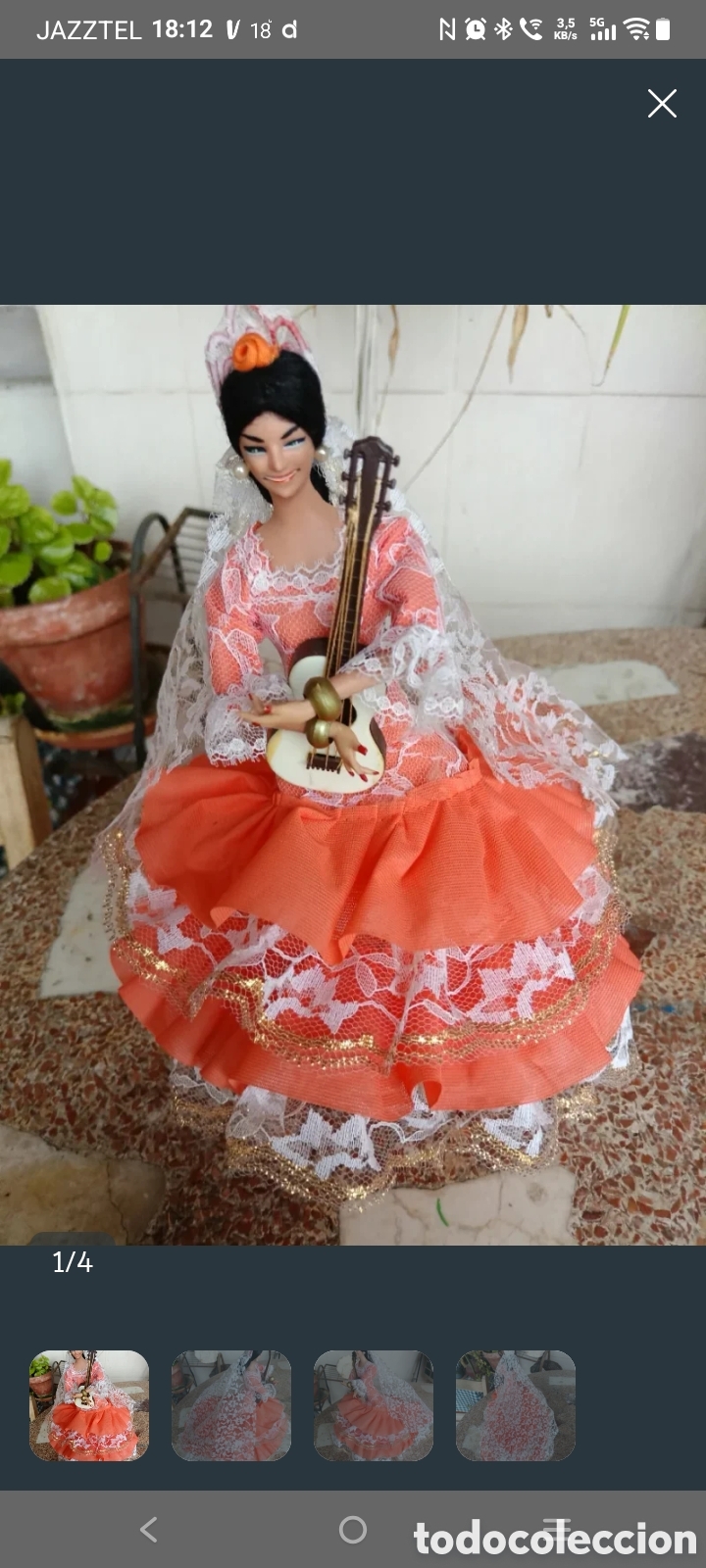 Vintage: Mu&ntilde;eca Flamenca con Guitarra Mar&iacute;n a&ntilde;os 70 80