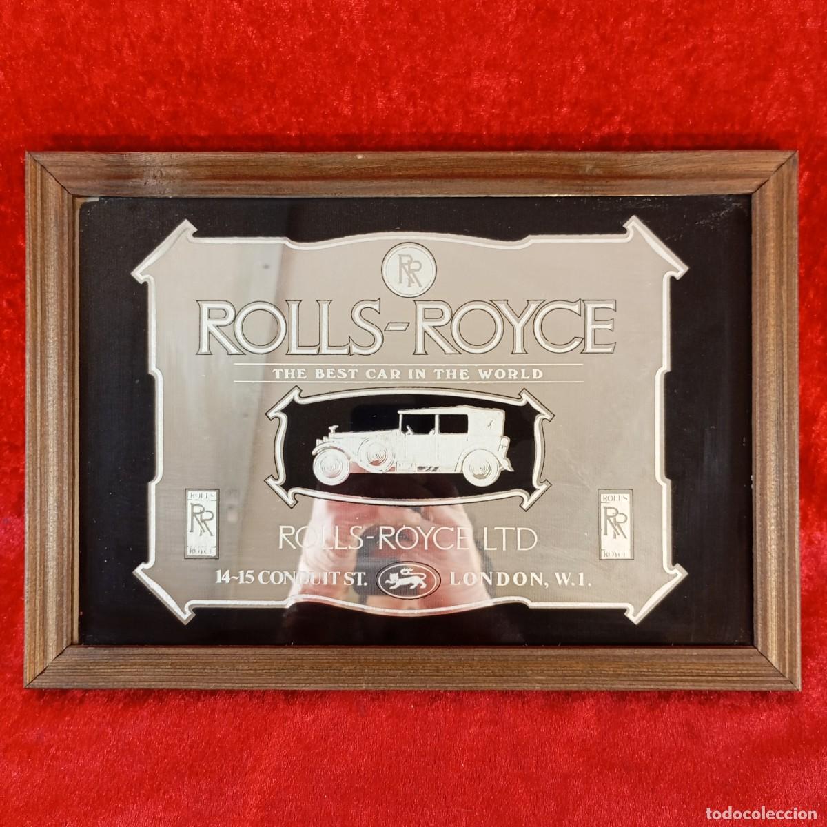 Vintage: CUADRO PUBLICITARIO VINTAGE CON ESPEJO - ROLLS-ROYS - ESTILO ART D&Eacute;CO - 23,8 CM X 33,8 CM