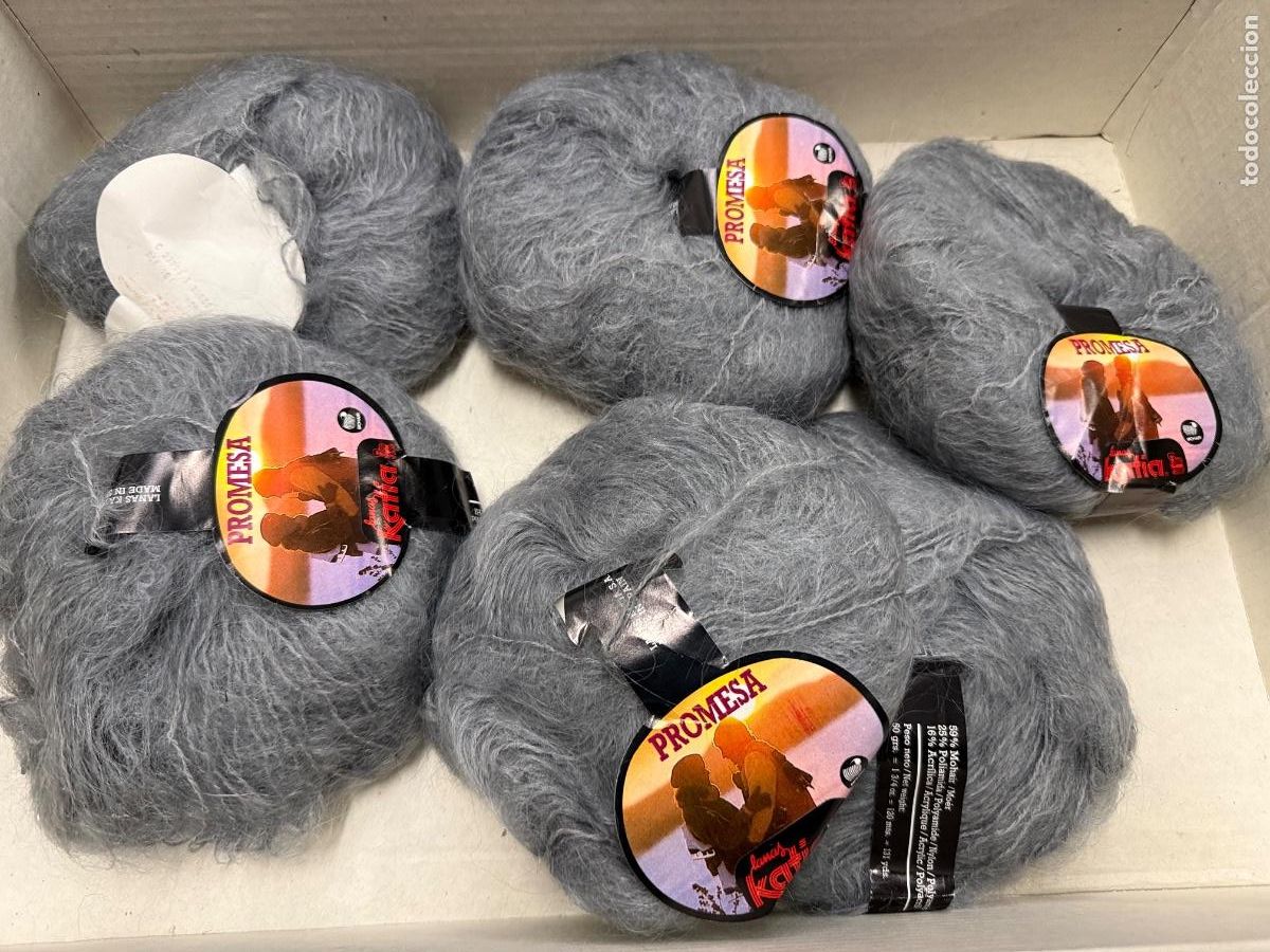Vintage: Lote de 6 madejas de lana de mohair. 50grs, 120mts. Impecable
