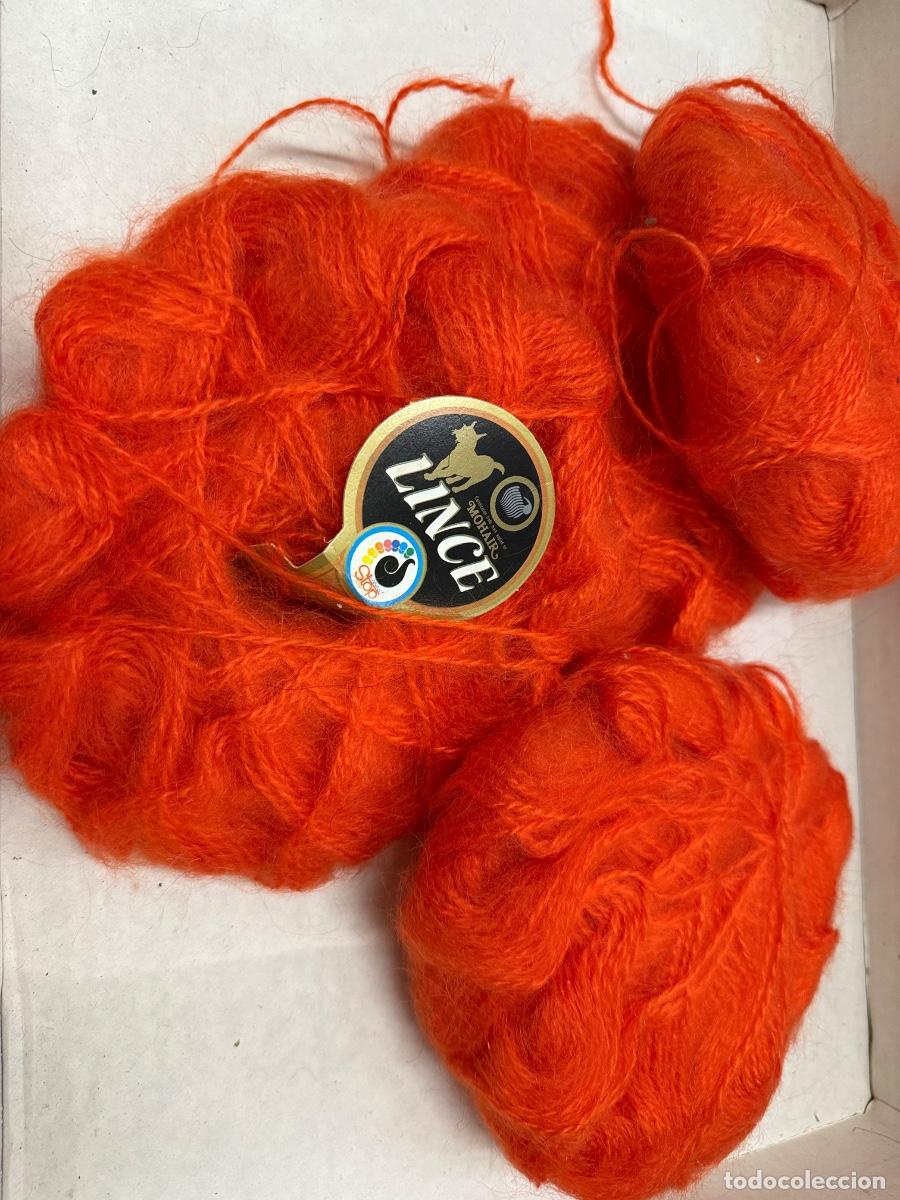 Vintage: Lote de 4 madejas de lana de mohair. 50grs, 140mts. Impecable. COLOR NARANJA