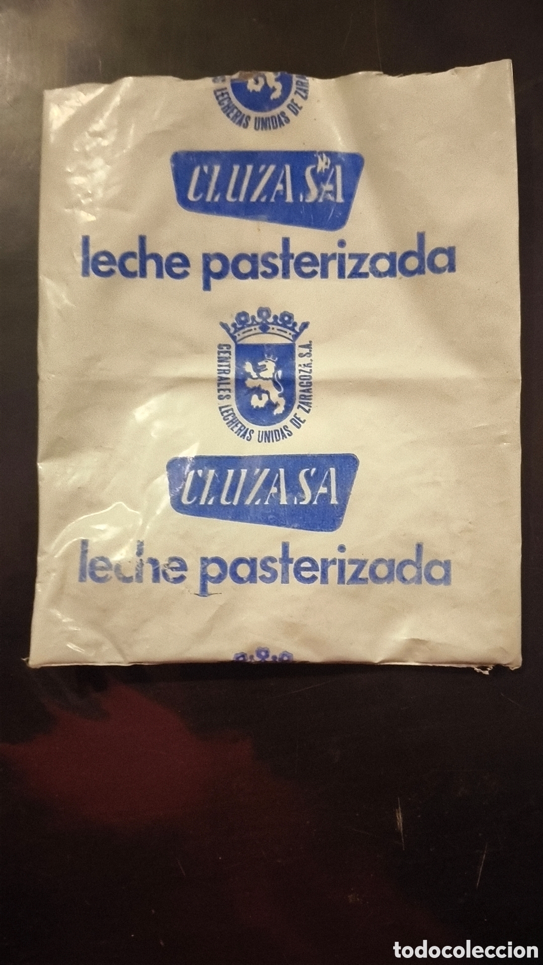 Vintage: Antigua bolsa de leche cluzasa Zaragoza Arag&oacute;n