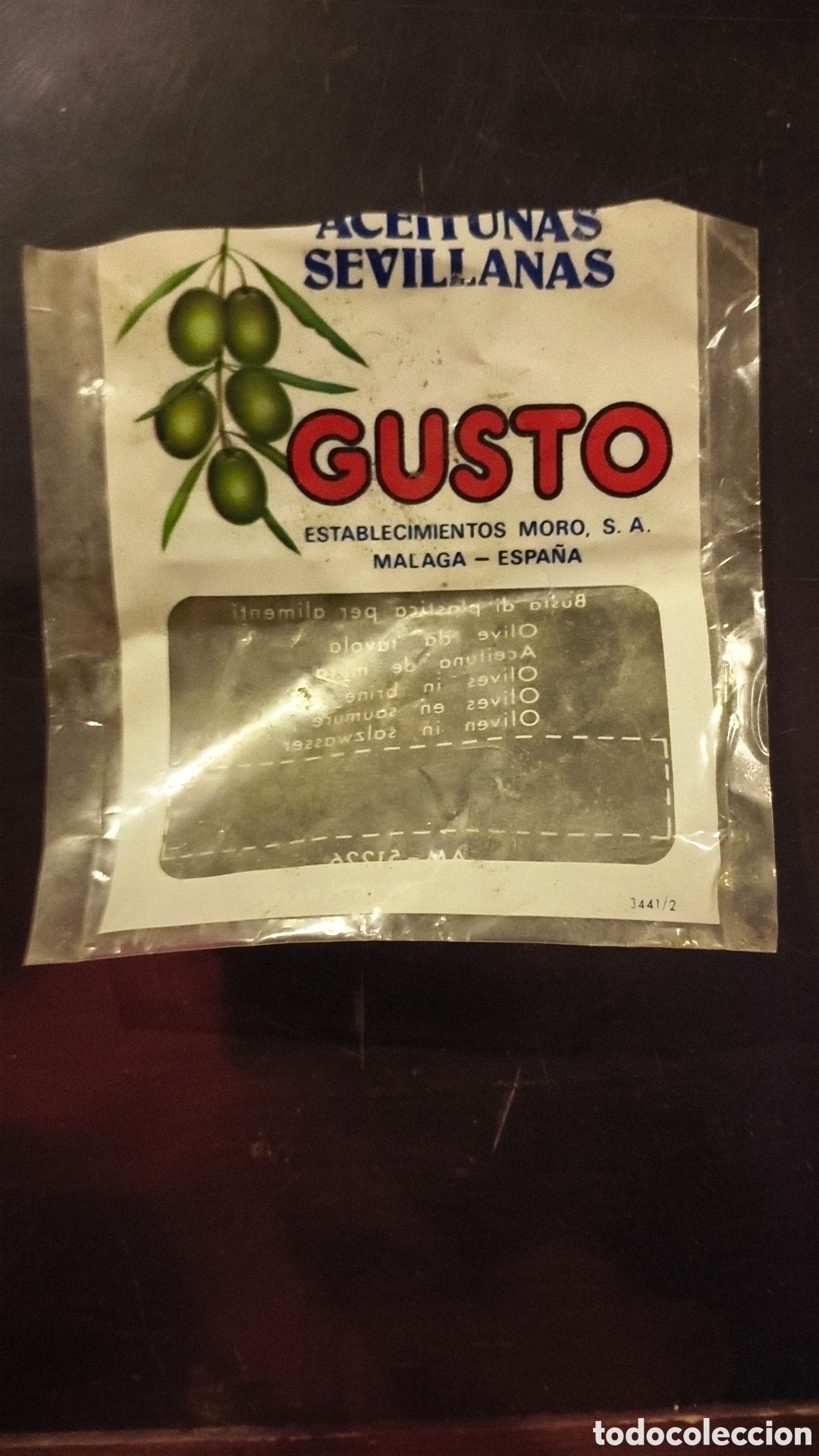 Vintage: Vieja bolsa de aceitunas sevillanas oliva gusto m&aacute;laga Andaluc&iacute;a