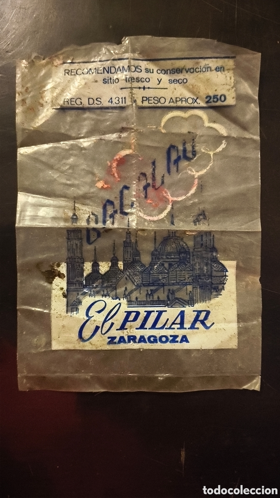 Vintage: Vieja bolsa de bacalao el pilar Zaragoza Arag&oacute;n