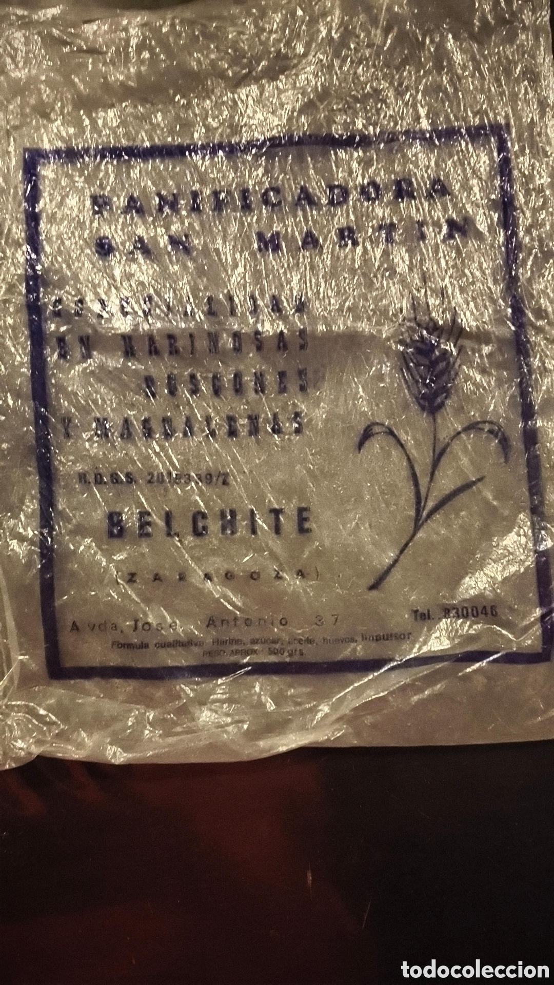 Vintage: Vieja bolsa de panificadora San Mart&iacute;n Belchite Zaragoza