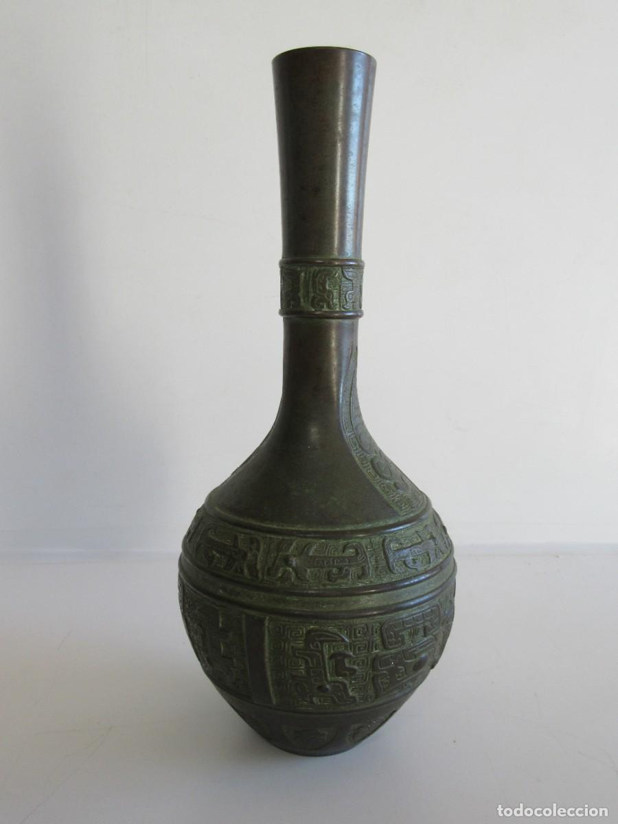 Vintage: JARRON DE FLORES BRONCE IKEBANA JAPON FIRMADO ESTILO ART DECO