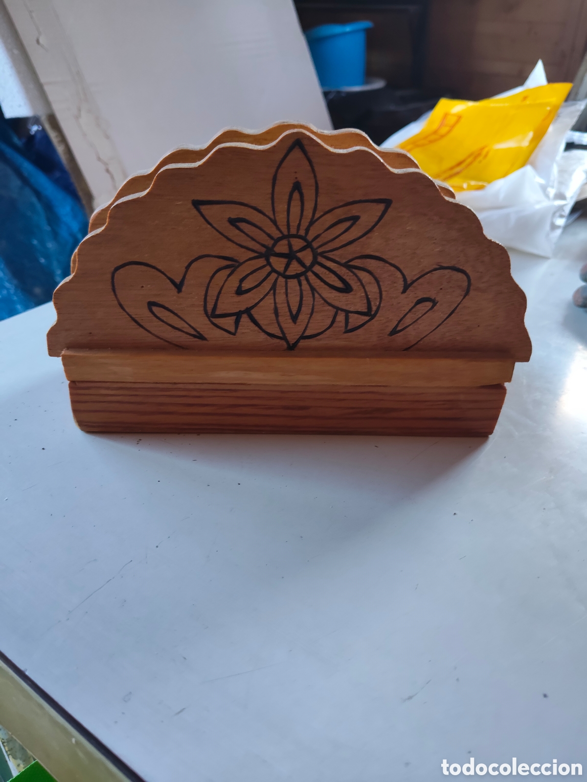 Vintage: Servilletero de madera con palillero - Foto 2
