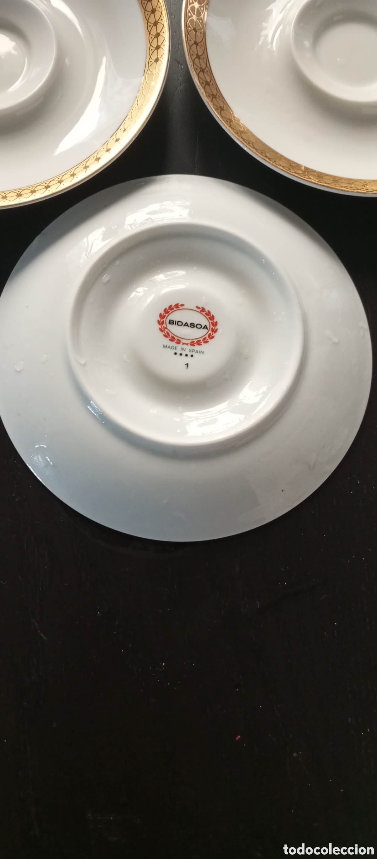 Vintage: 5 platos caf&eacute; Bidasoa y taza