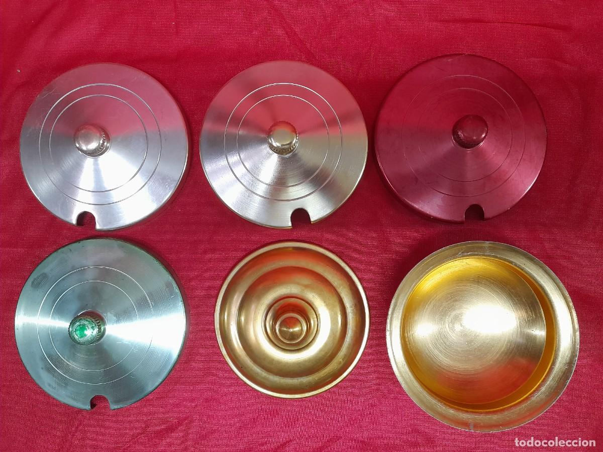 Vintage: Lote de 6 Tapas Vintage de Aluminio Anodizado de Colores (Incluye Platito/Base)
