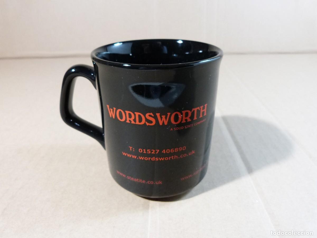 Vintage: Taza negra vintage merchadising de la empresa Words Worth - Made in England - Dificil