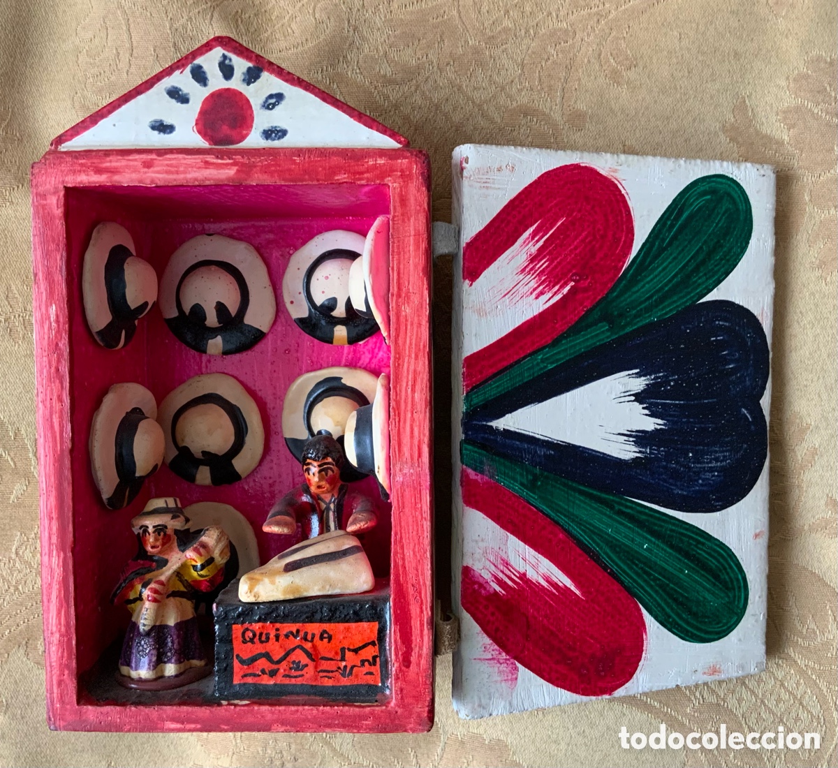 Vintage: TRIPTICO TIENDA DE SOMBREROS MINIATURA DE AYACUCHO, PERU