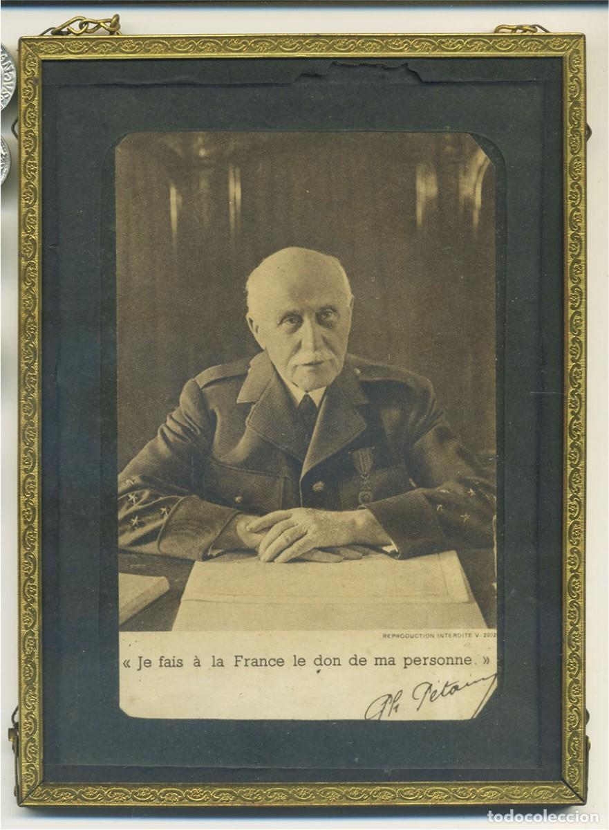 Vintage: ANTIGUO PORTARETRATO PARA COLGAR CON LA FOTOGRAFIA DEL PRESIDENTE FRANCES PETEN FIRMADA CON LA LECTU