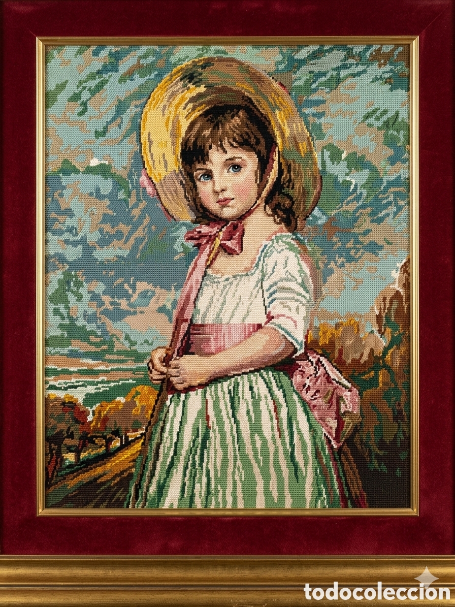 Vintage: Cuadro Tapiz Vintage Punto de Aguja - Retrato &rdquo;Miss Juliana Willoughby&rdquo; de George Romney