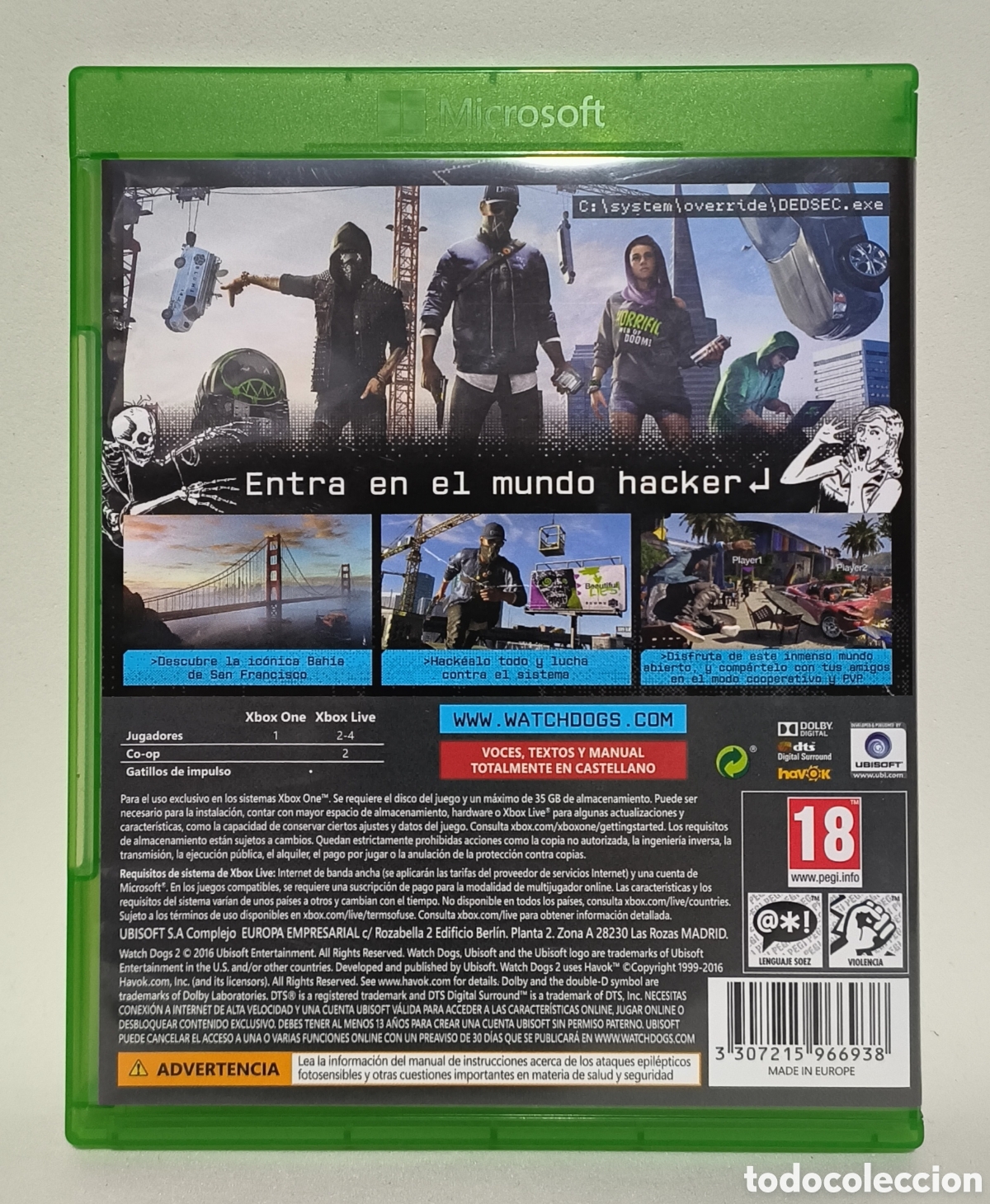 Xbox One de segunda mano: Watch dogs 2 (XBOX ONE) - Foto 2