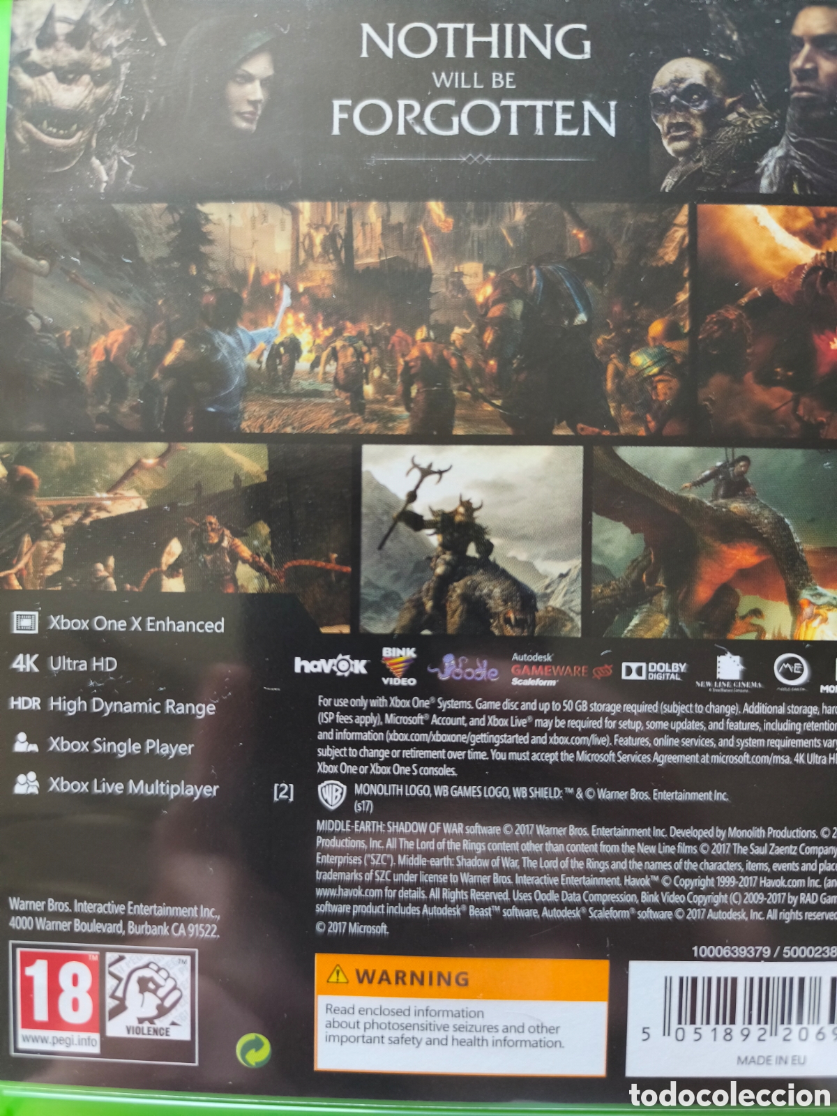 Xbox One de segunda mano: La Tierra Media: Sombras de Mordor (codigo del interior sin utilizar) - Foto 2